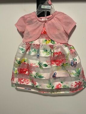 Pink Floral Organza Dress with Bolero